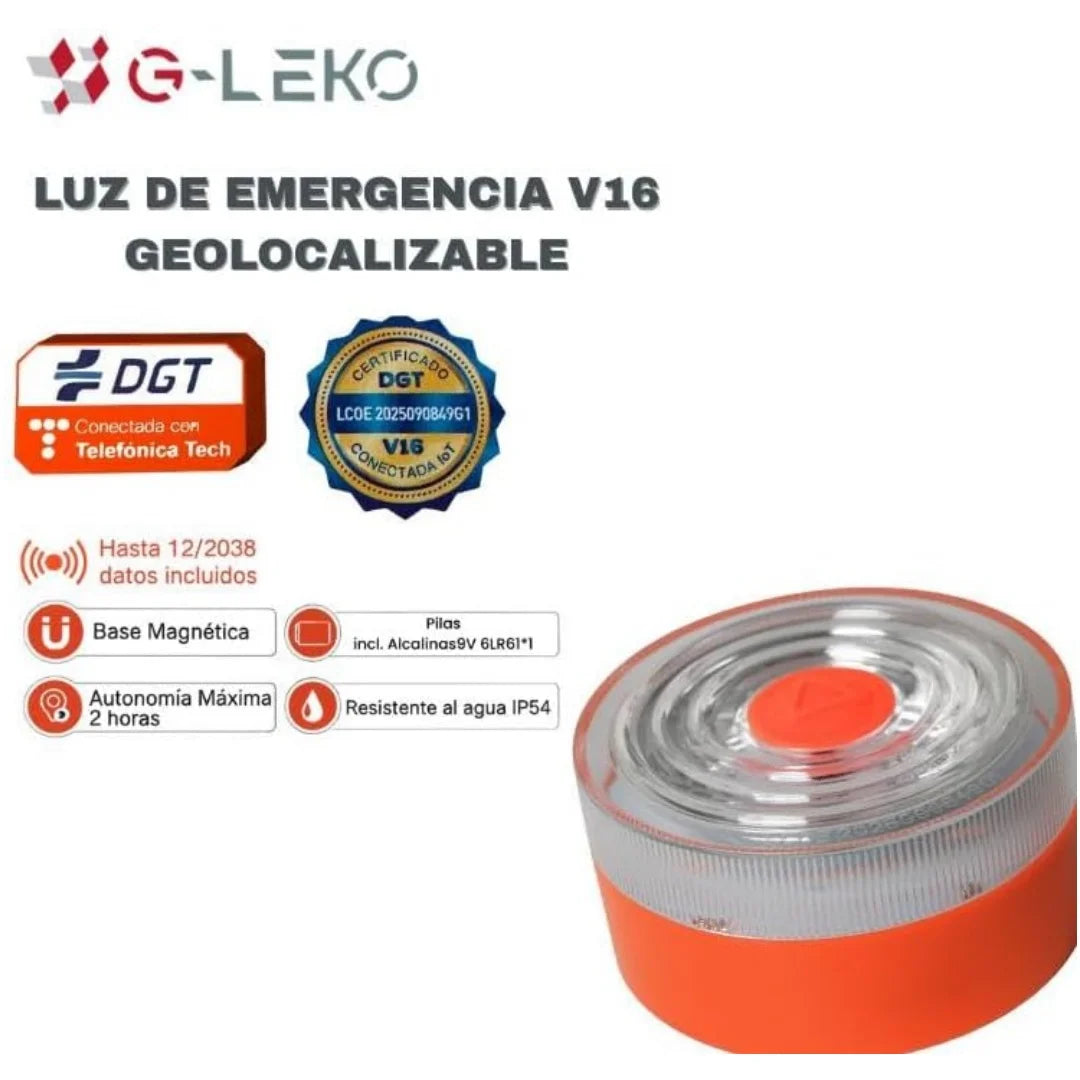 X-emergency light v16 approved with gps geolocation dgt 3.0, v16 beacon authorized by dgt until 2038, high visibility 360 degrees, ip54 water resistant, mandatory car beacon replacement for emergency triangles